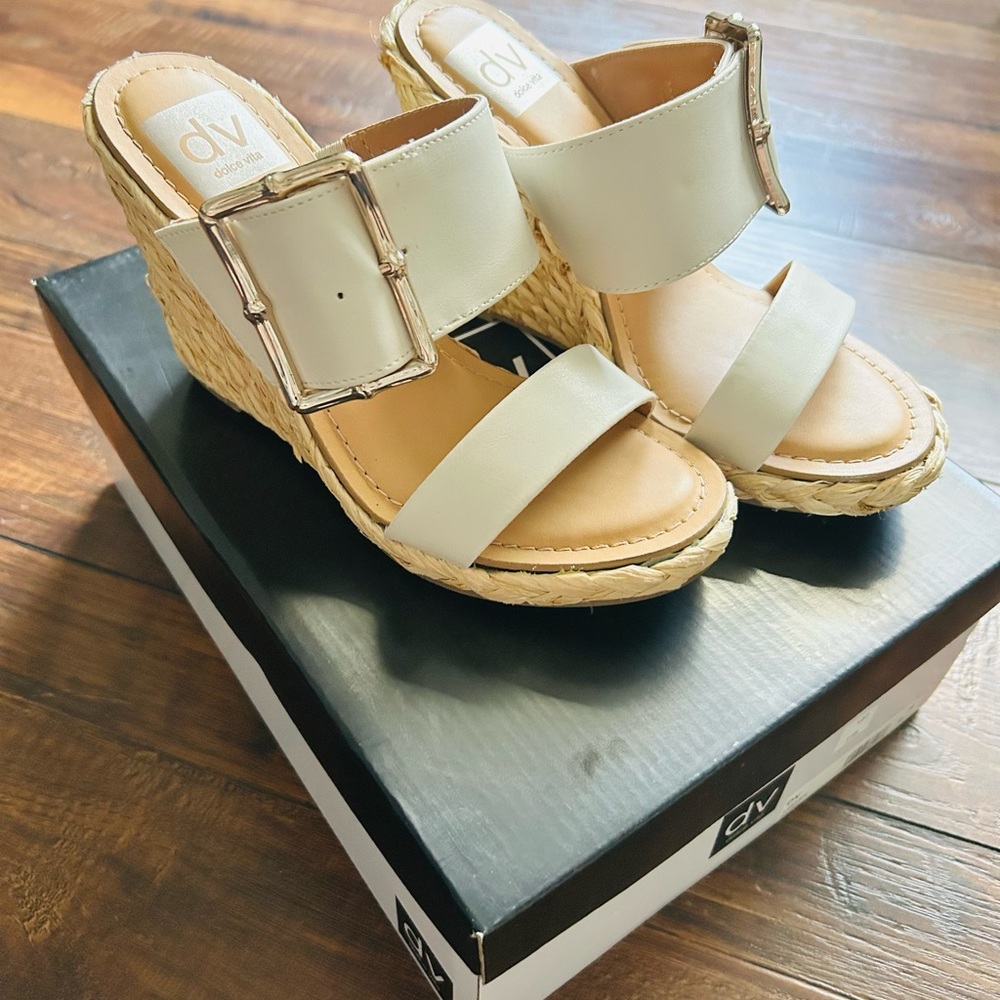 DV by Dolce Vita White Wedge Sandals